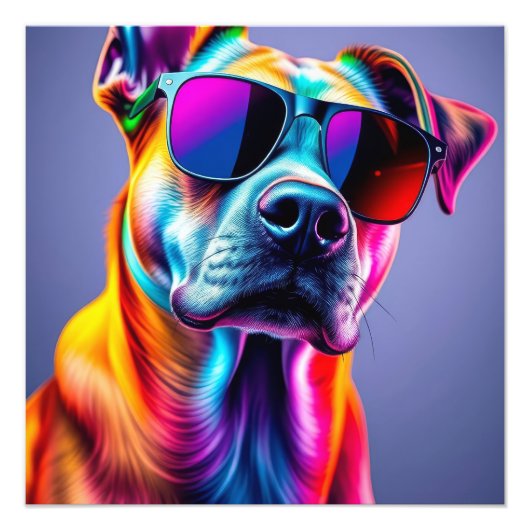 Impression Photo Chien avec lunettes de soleil (Devant)
