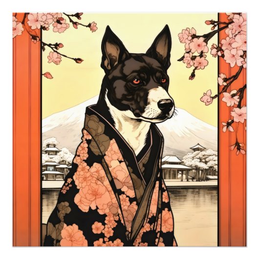 Impression Photo Chien de chasse Ukiyo-e (Devant)