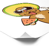 Impression Photo Chien d'été tenant des fruits | choisir la couleur (Coin)