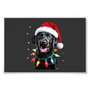 Impression Photo Chien en pyjama à lumières de sapin de Noël Labrad