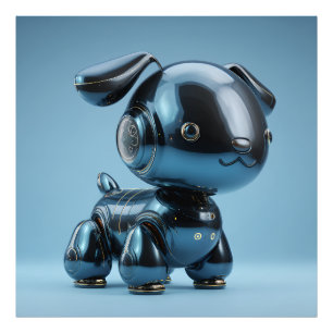 Impression Photo Chien Robot Bleu Chrome