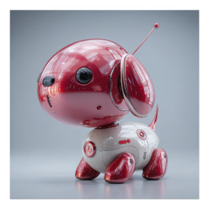 Impression Photo Chien Robot Rouge Brillante
