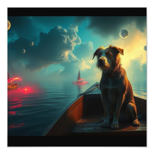 Impression Photo Chien sur bateau (Devant)