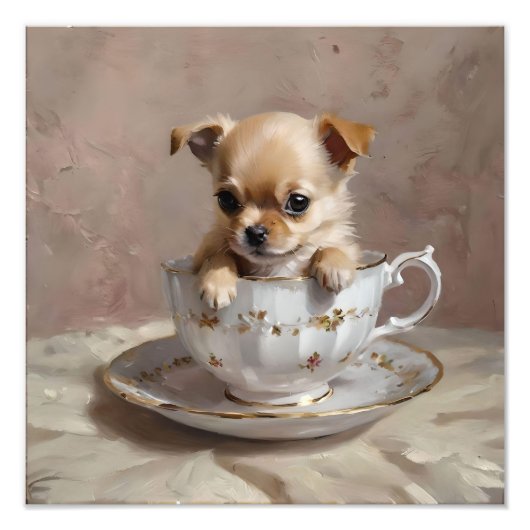 Impression Photo Chihuahua Puppy Dans Une Peinture À Huile De Teint (Devant)