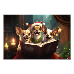 Impression Photo Chihuahuas Noël Festive de Noël Caroling