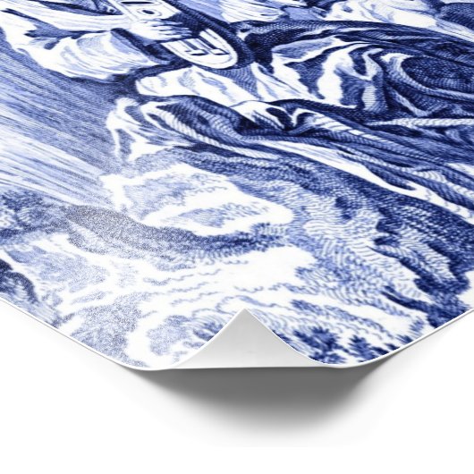 Impression Photo Chinoiserie bleu et blanc Oriental chinois (Coin)