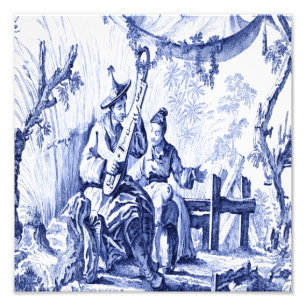 Impression Photo Chinoiserie bleu et blanc Oriental chinois
