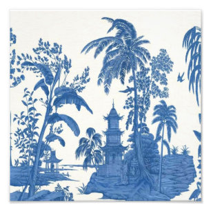 Impression Photo Chinoiserie bleu et blanc Oriental chinois
