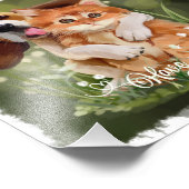 Impression Photo chiot beagle embrassant un chaton gingembre (Coin)