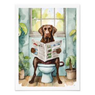 Impression Photo Chocolat Labrador Dog Toilet