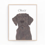 Impression Photo Chocolat réversible personnalisé Labrador Art<br><div class="desc">Je suis amoureux de cette merveilleuse illustration d'aquarelle détaillée d'un laboratoire de chocolat ou d'un labrador! Personnalisez ces gravures d'art avec votre nom ou monogramme pour compléter votre décor et changer de police en sélectionnant l'option "éditer en utilisant l'outil de design" lors de la personnalisation. Magasinez le reste de ma...</div>