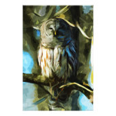 Impression Photo Chouette barrée dans un arbre Impressionnisme Abst (Devant)