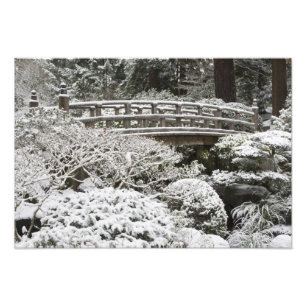 Impression Photo Chutes de neige dans le jardin japonais de Portlan
