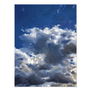 Impression Photo Ciel Dramatique Avec Nuages Blancs Sur Un Bleu Vib