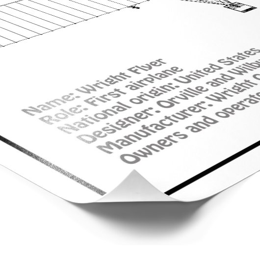 Impression Photo Circulaire Wright - Plan de dessin du plan d'avion (Coin)