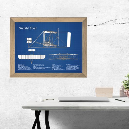 Impression Photo Circulaire Wright - Plan de dessin du plan d'avion