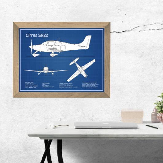 Impression Photo Cirrus SR22 - Plans de dessin du plan directeur de