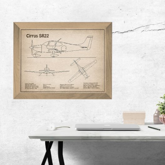 Impression Photo Cirrus SR22 - Plans de dessin du plan directeur de