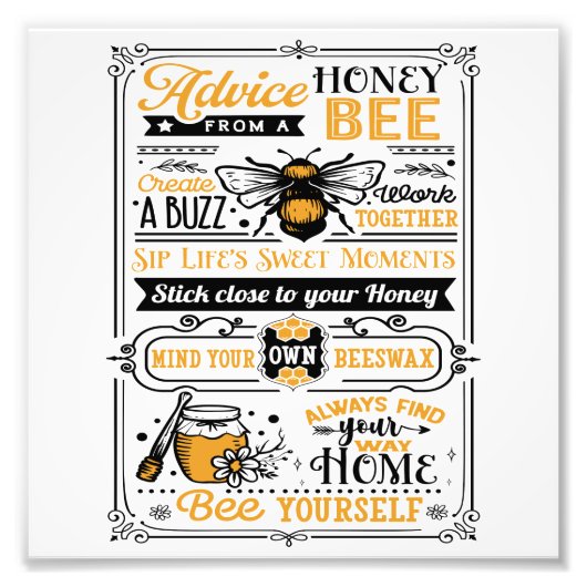 Impression Photo Citation Conseils d'une abeille à miel (Devant)