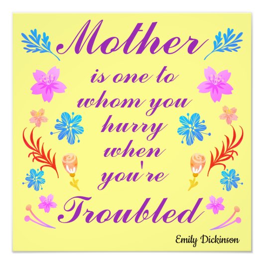 Impression Photo Citation de la fête des mères par Emily Dickinson (Devant)