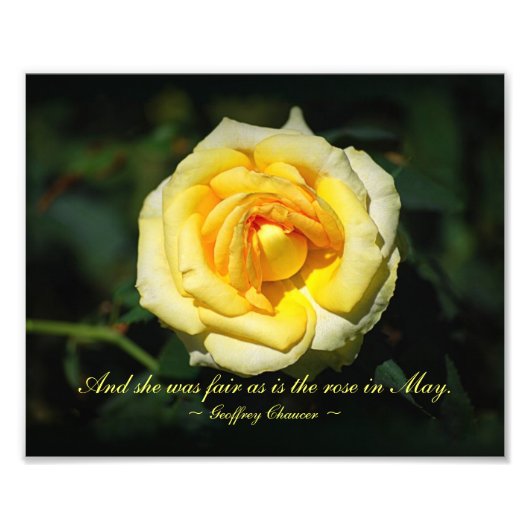 Impression Photo Citation romantique Rose anglais jaune (Devant)