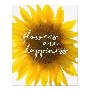 Impression Photo Citation tournesol "les fleurs sont le bonheur"