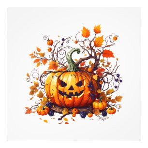 Impression Photo citrouille drôle d'automne Halloween