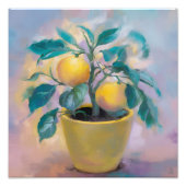 Impression Photo Citrus ensoleillé : citron dans un pot jaune (Devant)