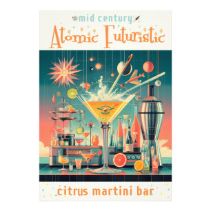 Impression Photo Citrus Martini Bar Futuriste Atomique du milieu du