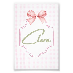 Impression Photo Clara Baby Girl Nursery Bow&En vichy personnalisée
