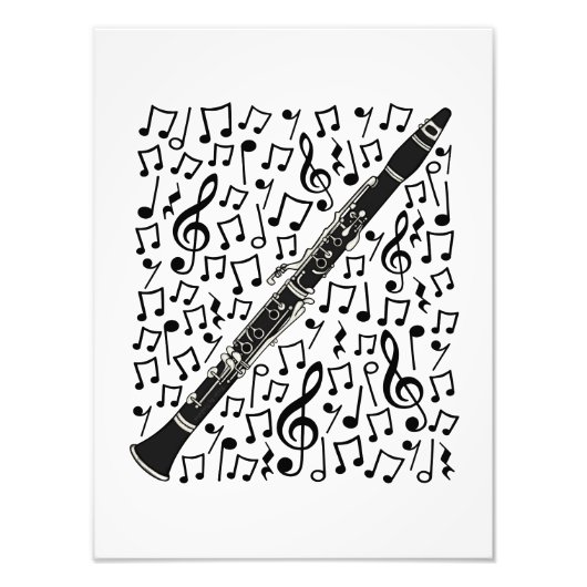 Impression Photo Clarinet Notes musicales Professeur de musique Woo (Devant)