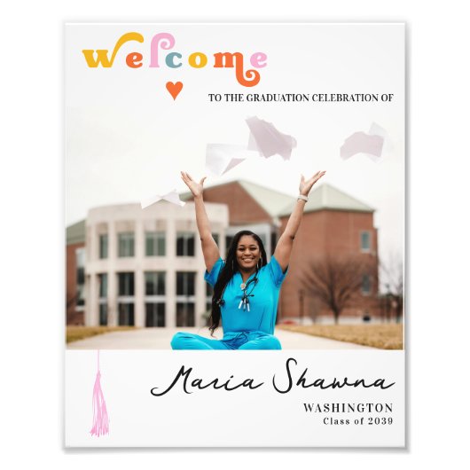 Impression Photo Classe Retro Graduation Party De 2024 Affiche de b (Devant)