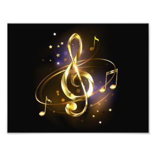 Impression Photo Clé de Sol Musicale en Or