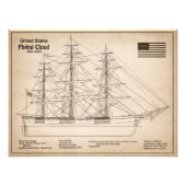 Impression Photo Clipper Flying Cloud - Plan de voilure du navire S (Devant)