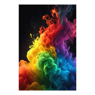 Impression Photo Cloud vibrant arc-en-ciel de fumée d'encre noir ar