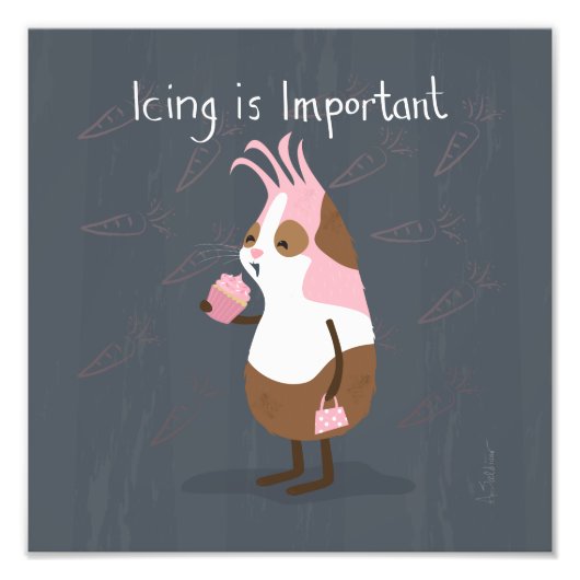 Impression Photo Cochon de Guinée rose avec Cupcake Art Imprimer (Devant)