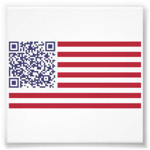 Impression Photo Code de l'hymne national QR de drapeau américain