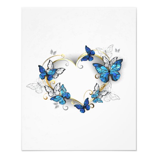 Impression Photo Coeur bijoux avec papillons Morpho (Devant)