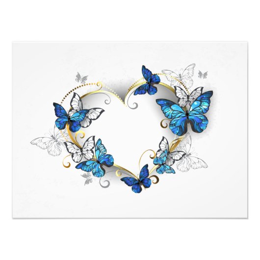 Impression Photo Coeur bijoux avec papillons Morpho (Devant)