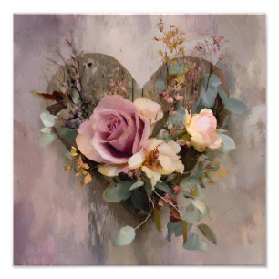 Impression Photo Cœur de rose rose Botanica florale picturale