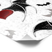 Impression Photo Coeur d'Halloween avec ailes de chauve-souris noir (Coin)