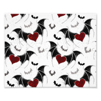 Coeur d'Halloween avec ailes de chauve-souris noir