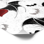 Impression Photo Coeur d'Halloween avec ailes de chauve-souris noir (Coin)