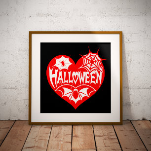 Impression Photo Cœur d'Halloween, Forme de cœur rouge, Toile d'ara