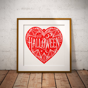 Impression Photo Cœur d'Halloween, Forme de Cœur Rouge, Vacances