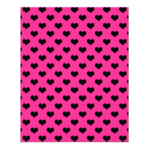 Impression Photo Coeurs noirs Arrière - plan rose chaud Polka Dot