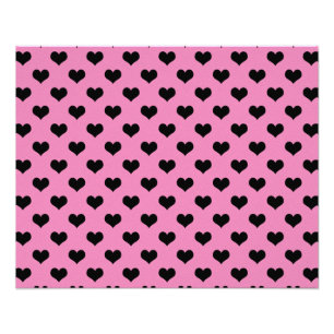 Impression Photo Coeurs noirs Arrière - plan rose Polka Dot Heart