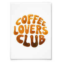 Coffee Lovers Club Wall Art, Typographie Whimsical