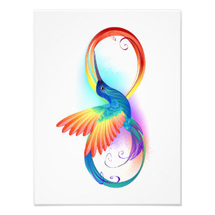 Impression Photo Colibri arc-en-ciel avec symbole Infinity