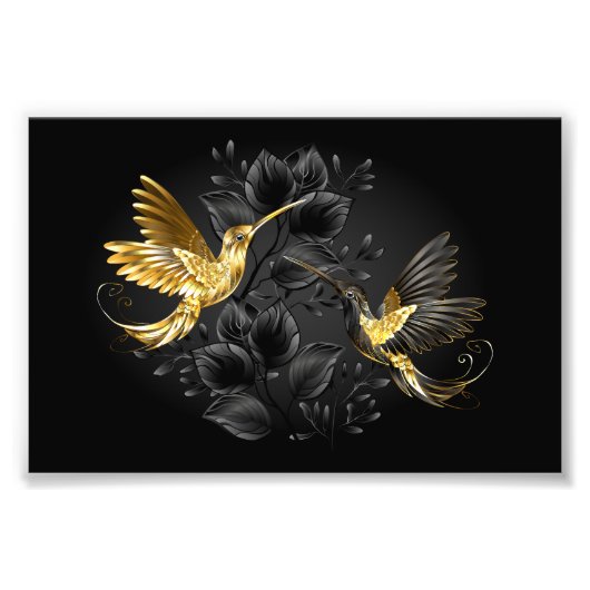 Impression Photo Colibri noir et or (Devant)